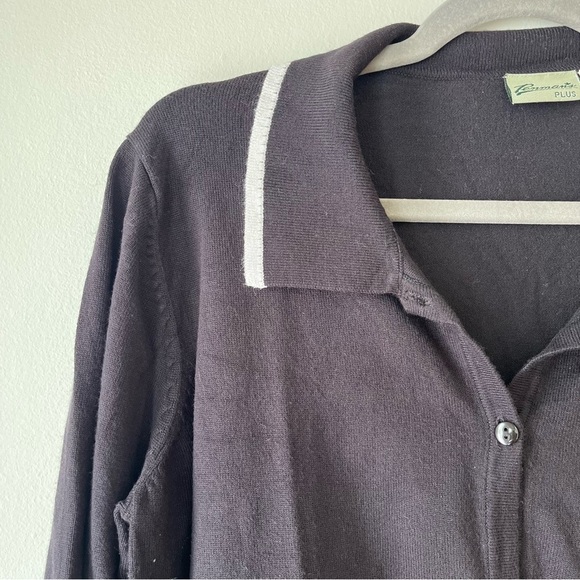 Penman’s Plus Black Button-Up Cardigan Shirt | Contrast Trim | 1X Women’s Top - Picture 4 of 9